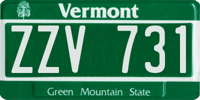 VT license plate ZZV731