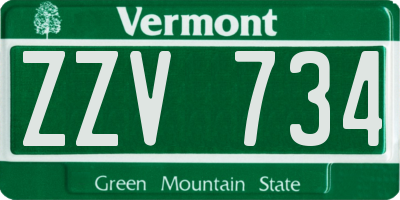 VT license plate ZZV734