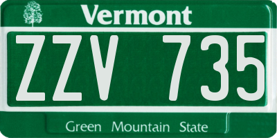 VT license plate ZZV735