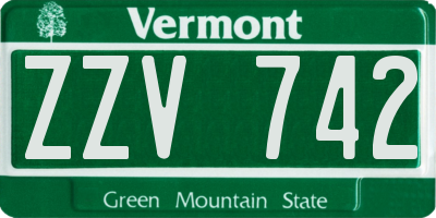 VT license plate ZZV742