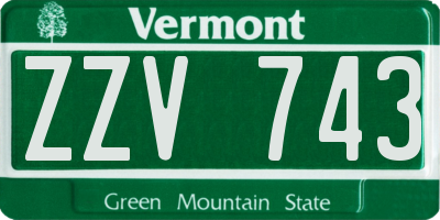 VT license plate ZZV743