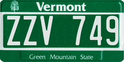 VT license plate ZZV749