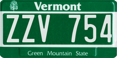 VT license plate ZZV754