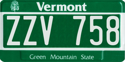 VT license plate ZZV758