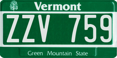 VT license plate ZZV759