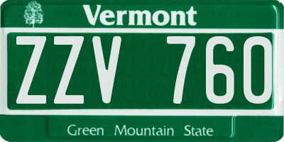 VT license plate ZZV760