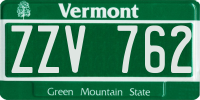 VT license plate ZZV762