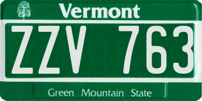 VT license plate ZZV763