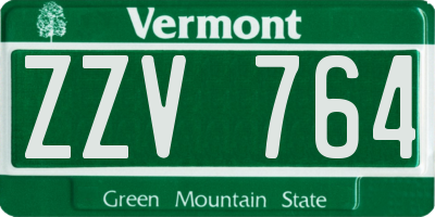 VT license plate ZZV764