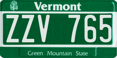 VT license plate ZZV765