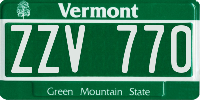 VT license plate ZZV770
