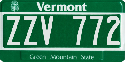 VT license plate ZZV772