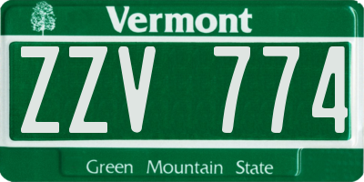 VT license plate ZZV774