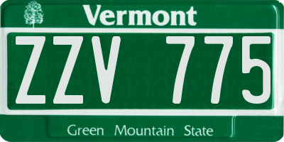 VT license plate ZZV775