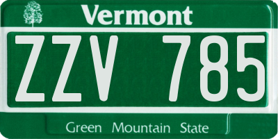 VT license plate ZZV785