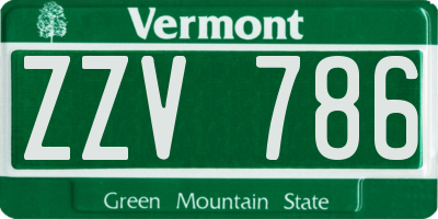 VT license plate ZZV786