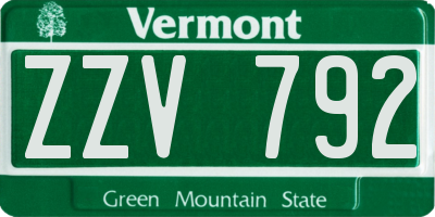 VT license plate ZZV792