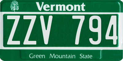 VT license plate ZZV794