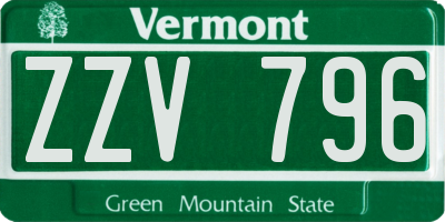 VT license plate ZZV796