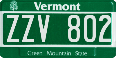 VT license plate ZZV802