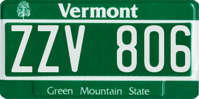 VT license plate ZZV806