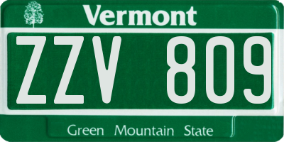 VT license plate ZZV809