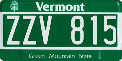 VT license plate ZZV815