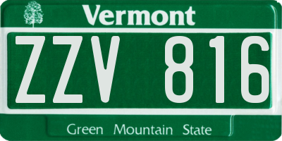 VT license plate ZZV816