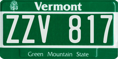 VT license plate ZZV817