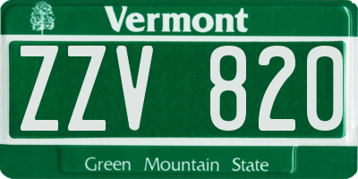 VT license plate ZZV820