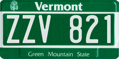 VT license plate ZZV821