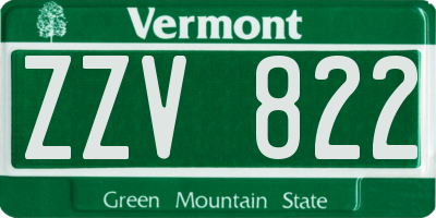 VT license plate ZZV822