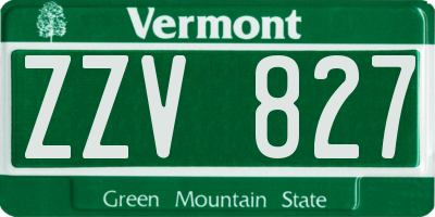 VT license plate ZZV827