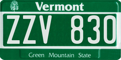 VT license plate ZZV830