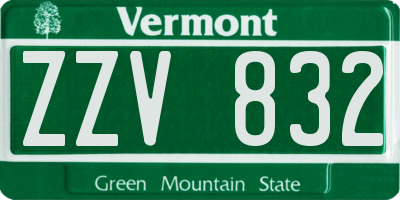 VT license plate ZZV832
