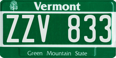 VT license plate ZZV833