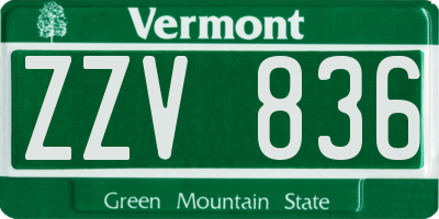 VT license plate ZZV836