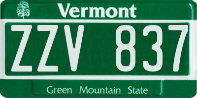 VT license plate ZZV837