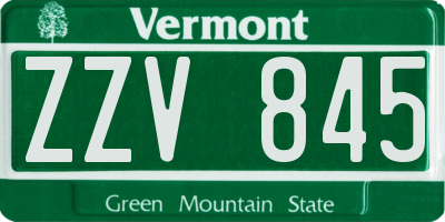 VT license plate ZZV845