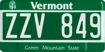 VT license plate ZZV849