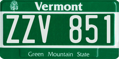 VT license plate ZZV851