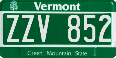 VT license plate ZZV852