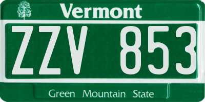 VT license plate ZZV853