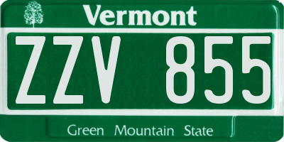 VT license plate ZZV855