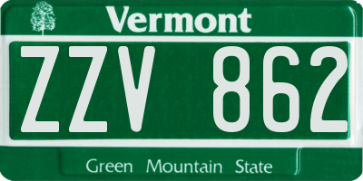 VT license plate ZZV862