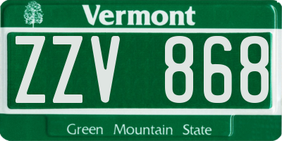 VT license plate ZZV868