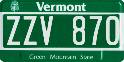 VT license plate ZZV870