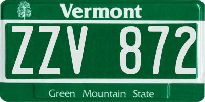 VT license plate ZZV872