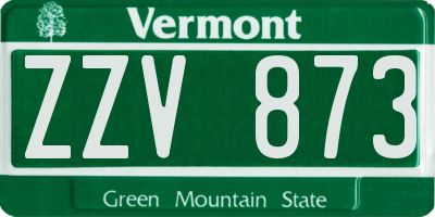 VT license plate ZZV873