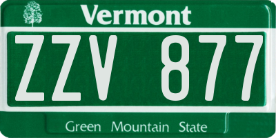 VT license plate ZZV877